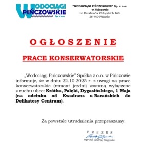 OGŁOSZENIE-22.10.2025R.-REMONT JEZDNI-WYŁĄCZONE Z RUCHU ULICE:KRÓTKA,PAŁĘKI,DYGASIŃSKIEGO,1 MAJA(OD KWADRANS U BARAŃSKICH DO DELIKATESÓW CENTRUM)