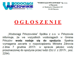 INFORMACJA-WODA ZDATNA DO PICIA
