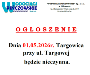 OGŁOSZENIE-01.05.2026R.-TARGOWICA PRZY UL. TARGOWEJ NIECZYNNA